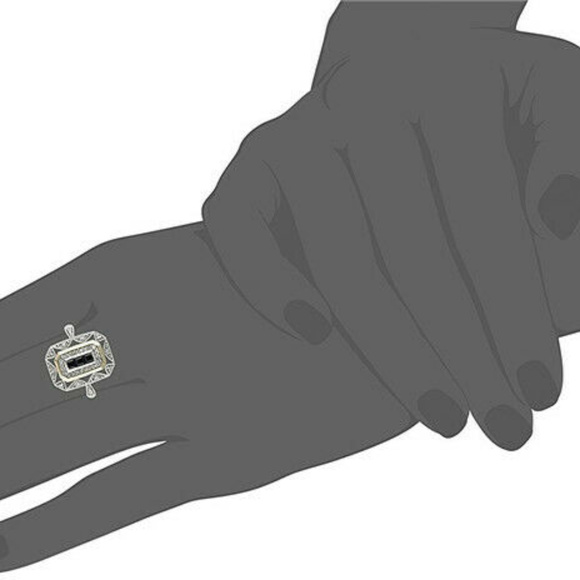 SALE **  BRAND NEW ** BEAUTIFUL BLUE TOPAZ ART DECO RING - Picture 2 of 2